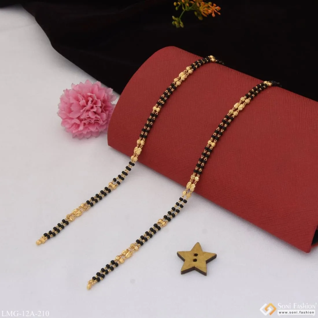 1 Gram Gold Plated 2 Line Brilliant Design Mangalsutra Dori for Women - Style A210