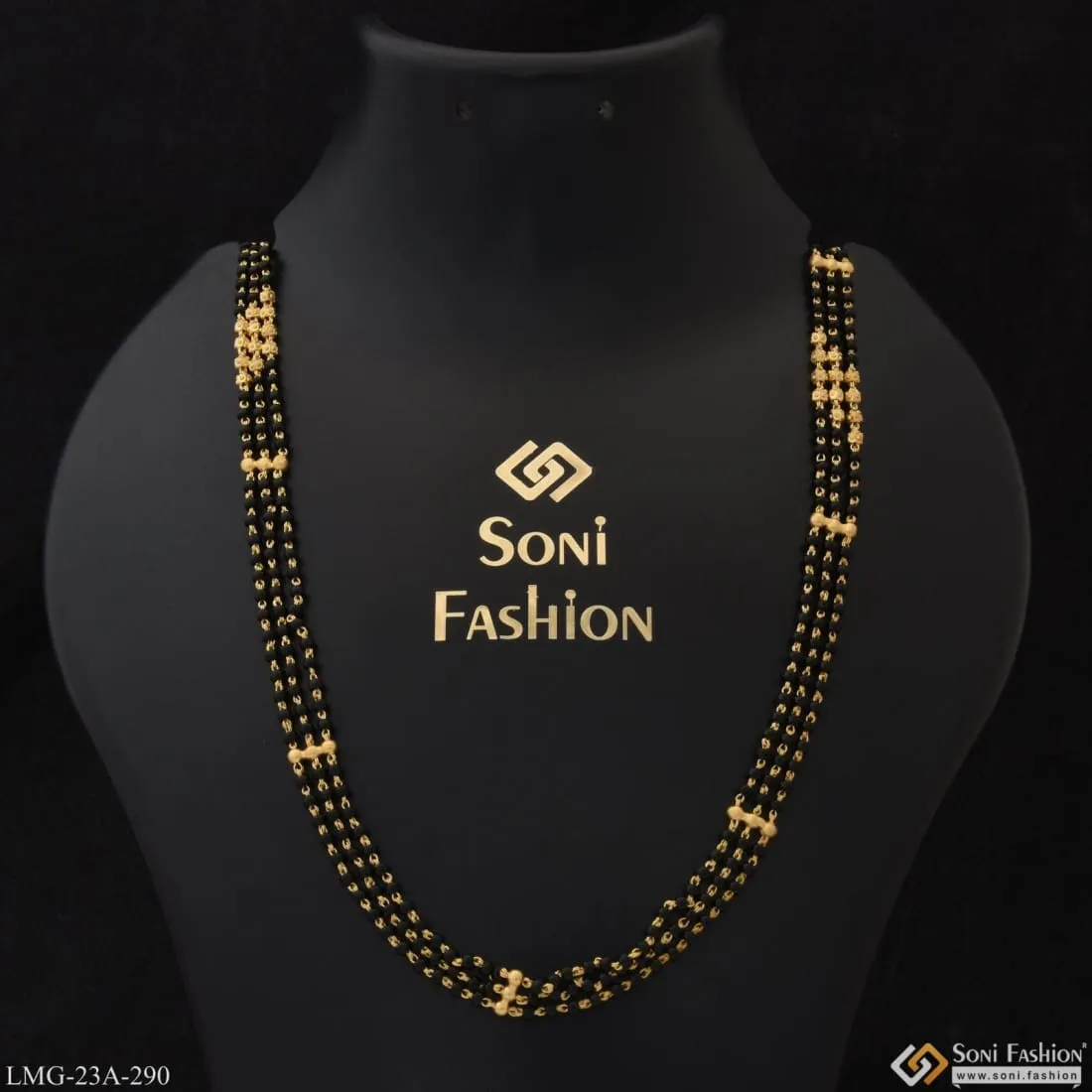 1 Gram Gold Plated 3 Line Sparkling Design Mangalsutra Dori For Women - Style A290