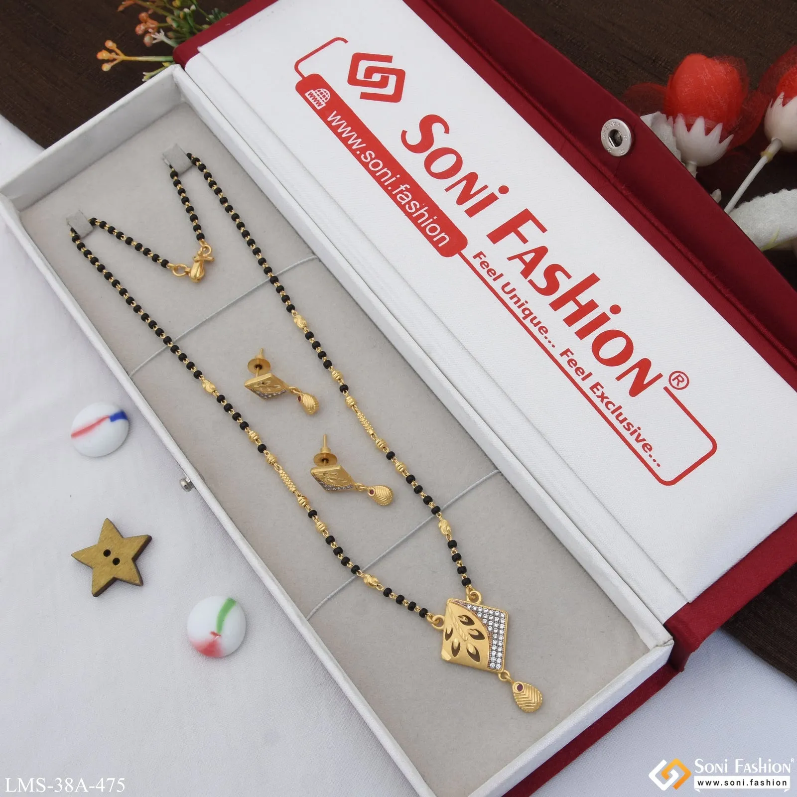 1 Gram Gold Plated Brilliant Design Mangalsutra Set for Women - Style A475