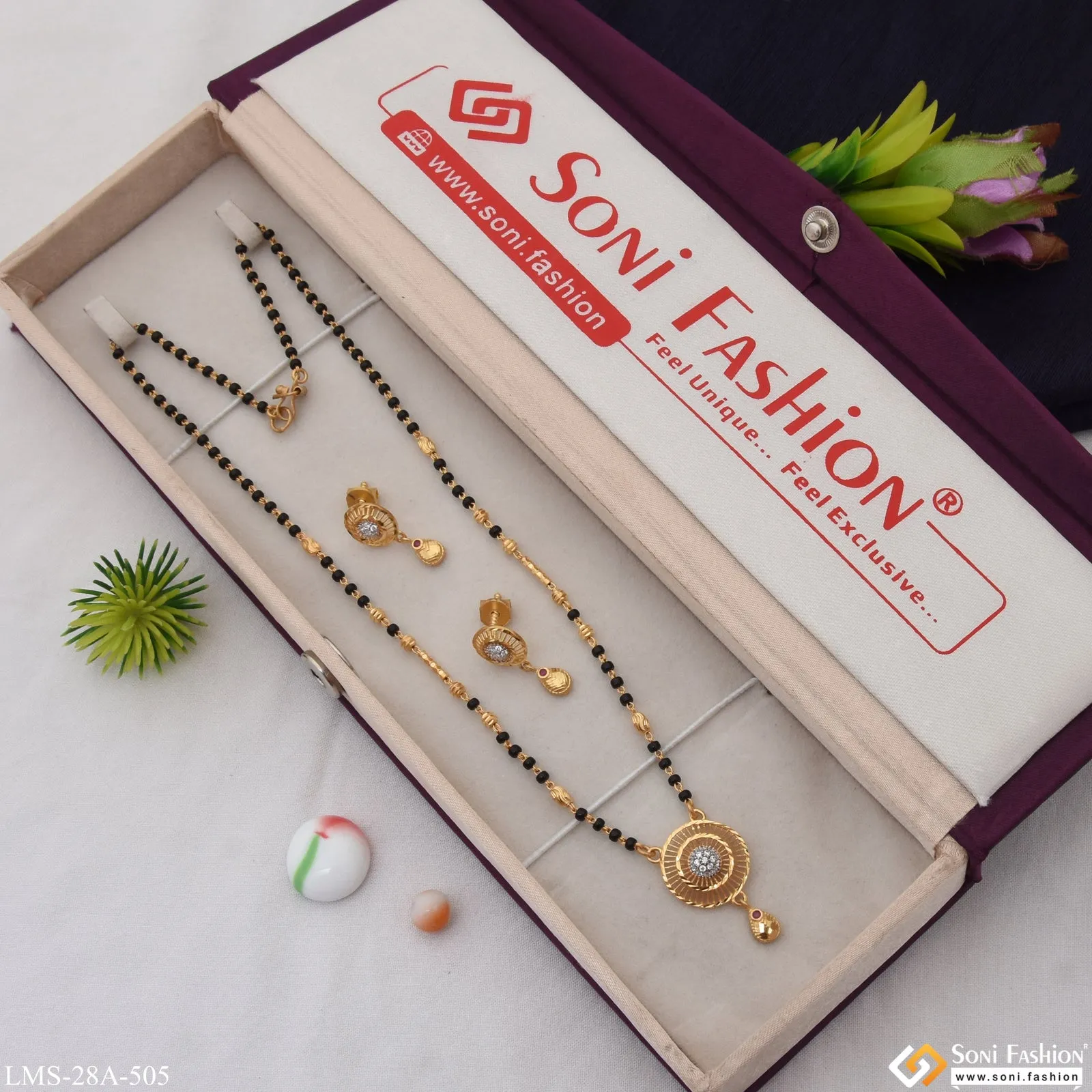 1 Gram Gold Plated Exclusive Design Mangalsutra Set for Women - Style A505