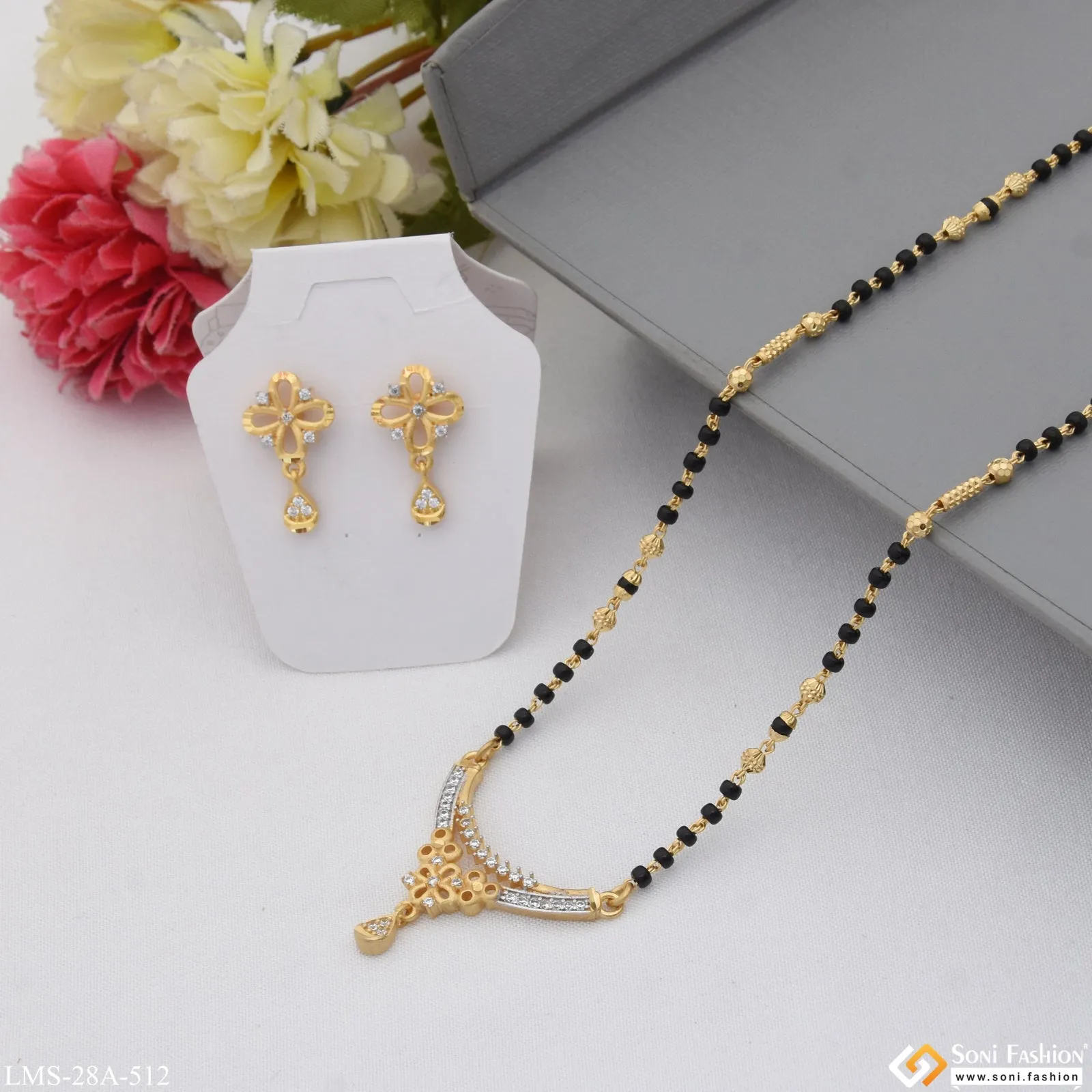 1 Gram Gold Plated Exclusive Design Mangalsutra Set for Women - Style A512