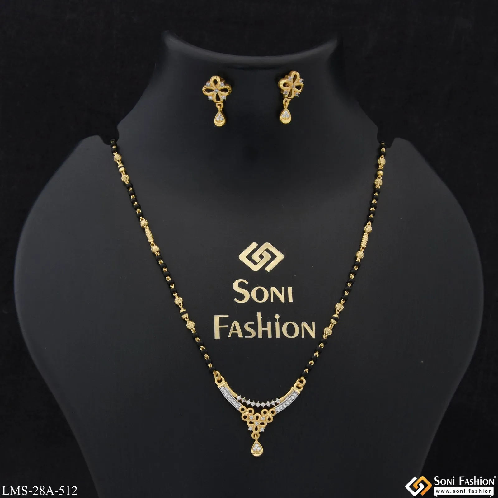 1 Gram Gold Plated Exclusive Design Mangalsutra Set for Women - Style A512