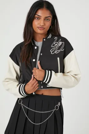 1984 Embroidered Cropped Varsity Jacket