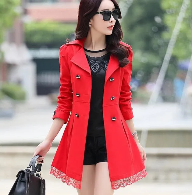 2018 Autumn New High Fashion Brand Woman Classic Double Breasted Trench Coat Waterproof Raincoat Business Outerwear size S-XXXL