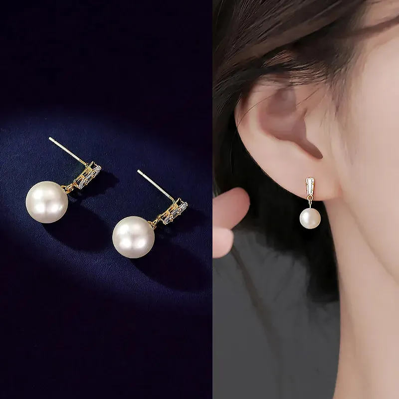 2024 New Fashion Korean Hanging Bowknot Pearl Earrings For Women Elegant Crystal Flower Long Tassel Drop Earring Ladies Jewelry