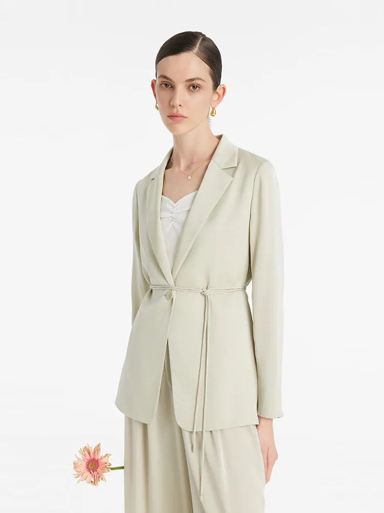 22 Momme Mulberry Silk One-Button Women Blazer With Belt