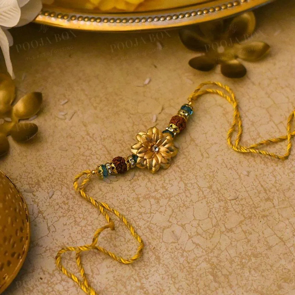 24K Gold Foil Floral Rudraksh Rakhi