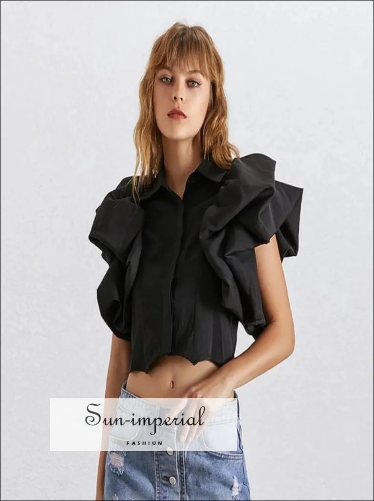 Abby top - Ruffles Crop top for Women Puff Sleeve blouse