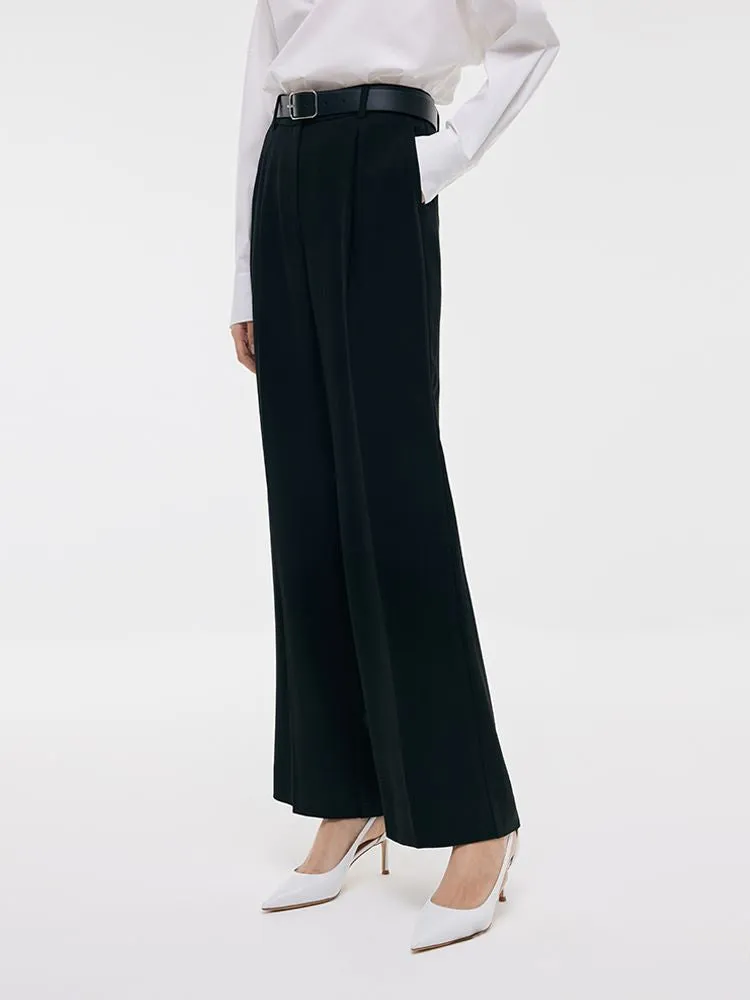 Acetate Straight Pleated Women Pants