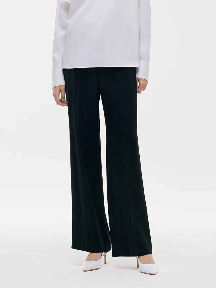 Acetate Straight Pleated Women Pants