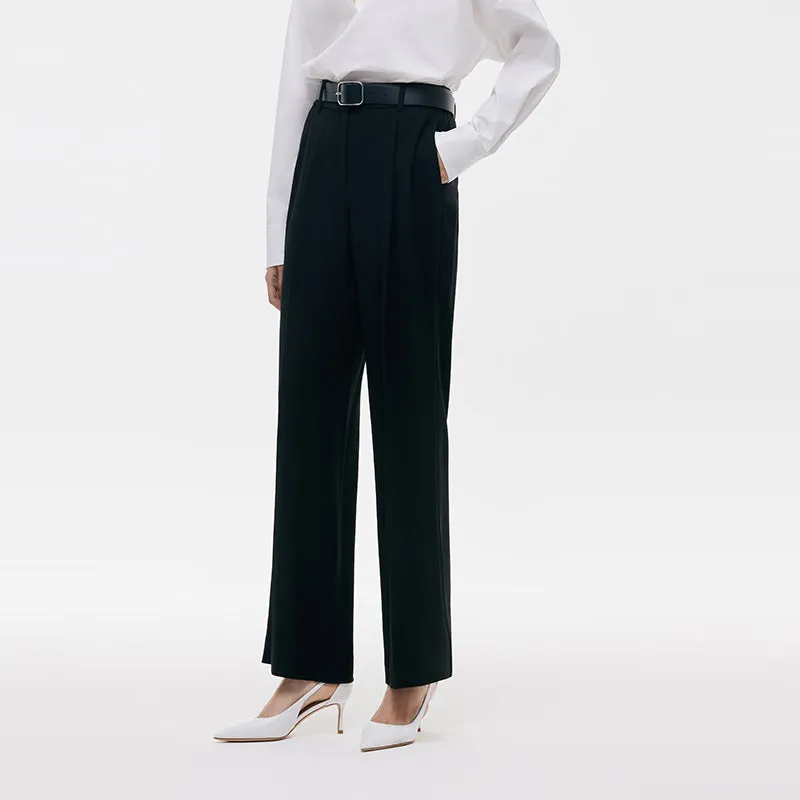 Acetate Straight Pleated Women Pants