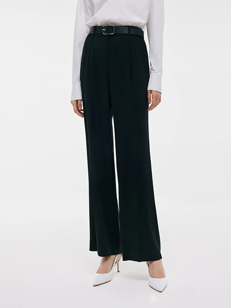 Acetate Straight Pleated Women Pants