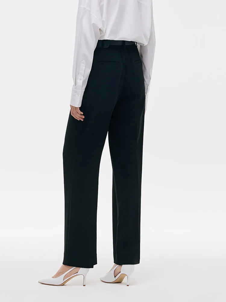 Acetate Straight Pleated Women Pants