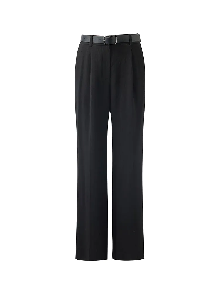 Acetate Straight Pleated Women Pants