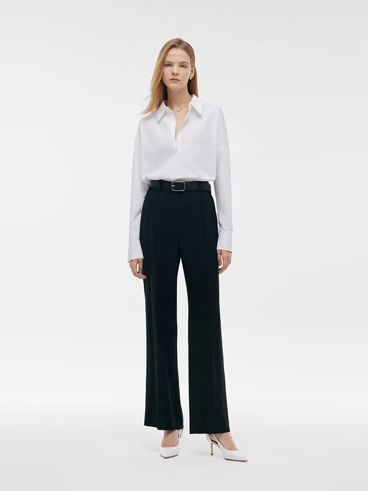 Acetate Straight Pleated Women Pants