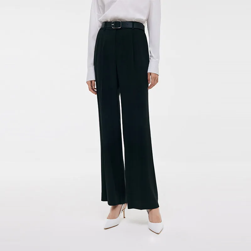 Acetate Straight Pleated Women Pants