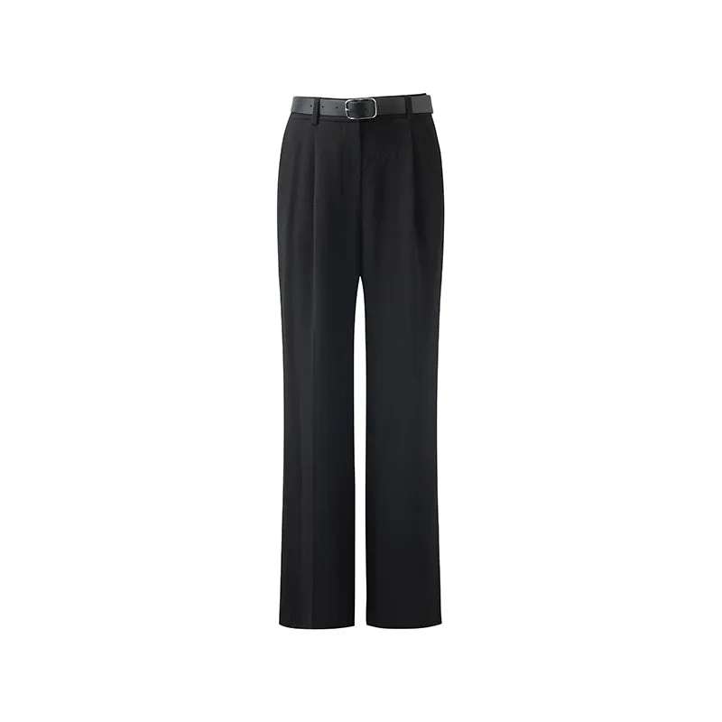 Acetate Straight Pleated Women Pants