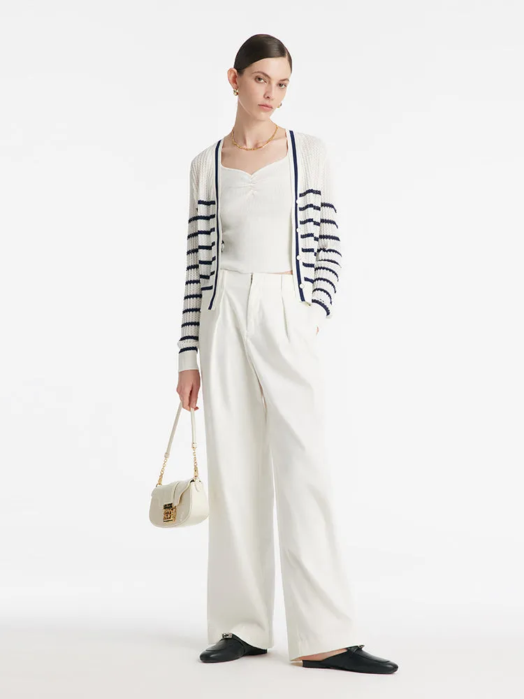 Acetate Striped Women Cardigan