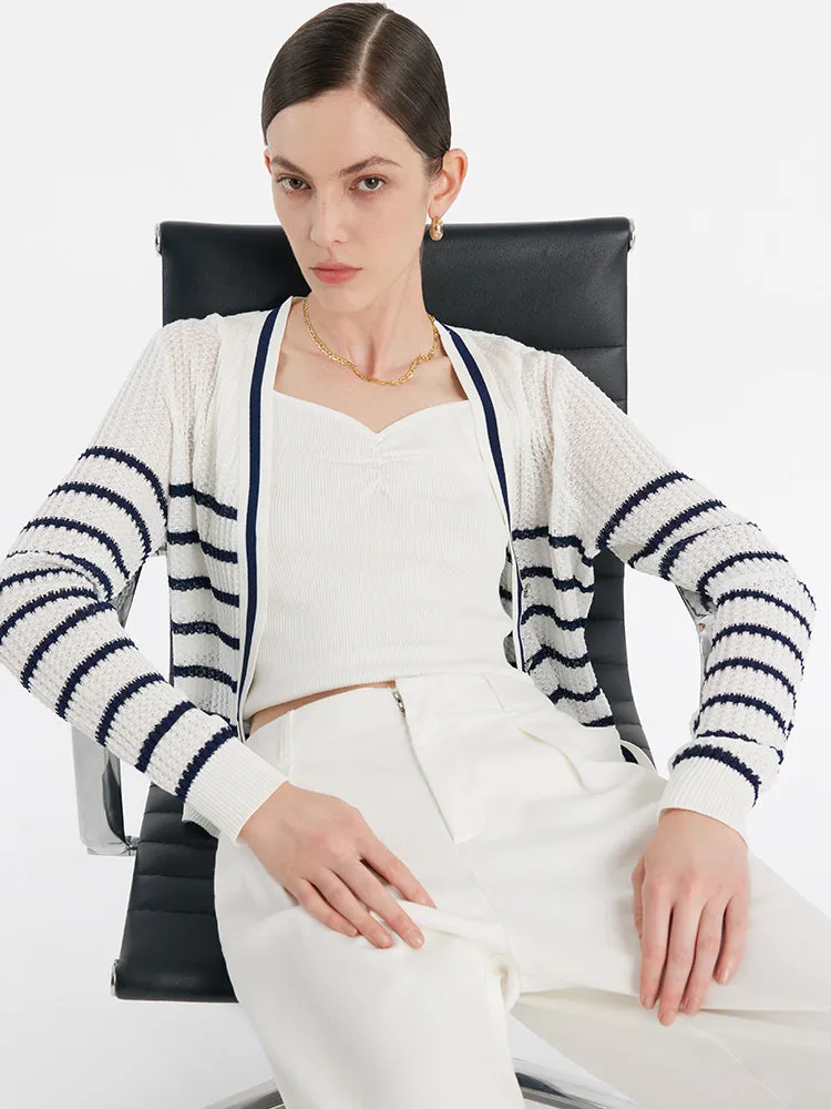 Acetate Striped Women Cardigan