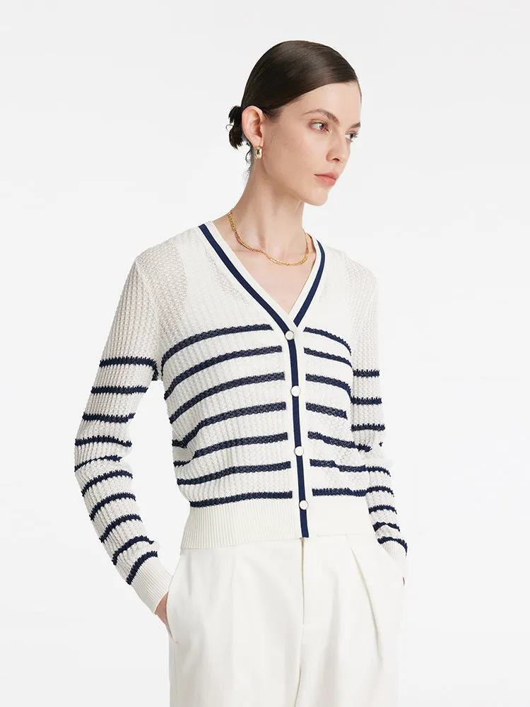 Acetate Striped Women Cardigan