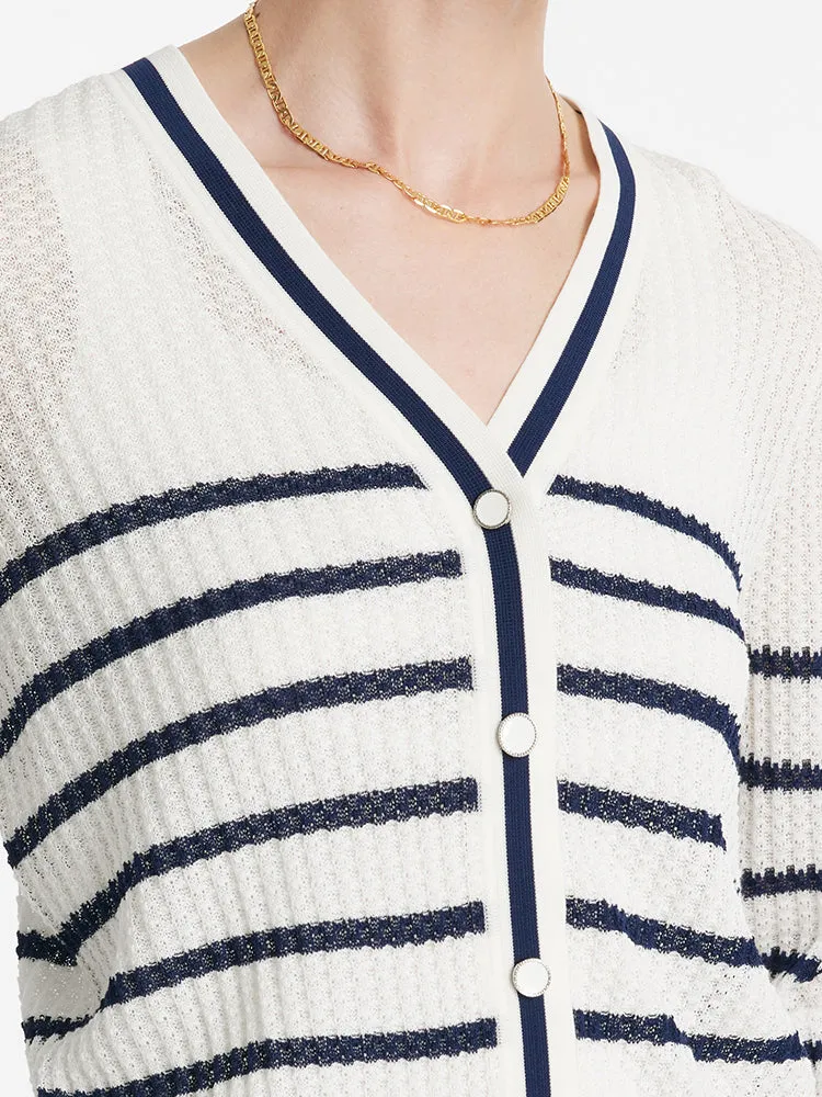 Acetate Striped Women Cardigan