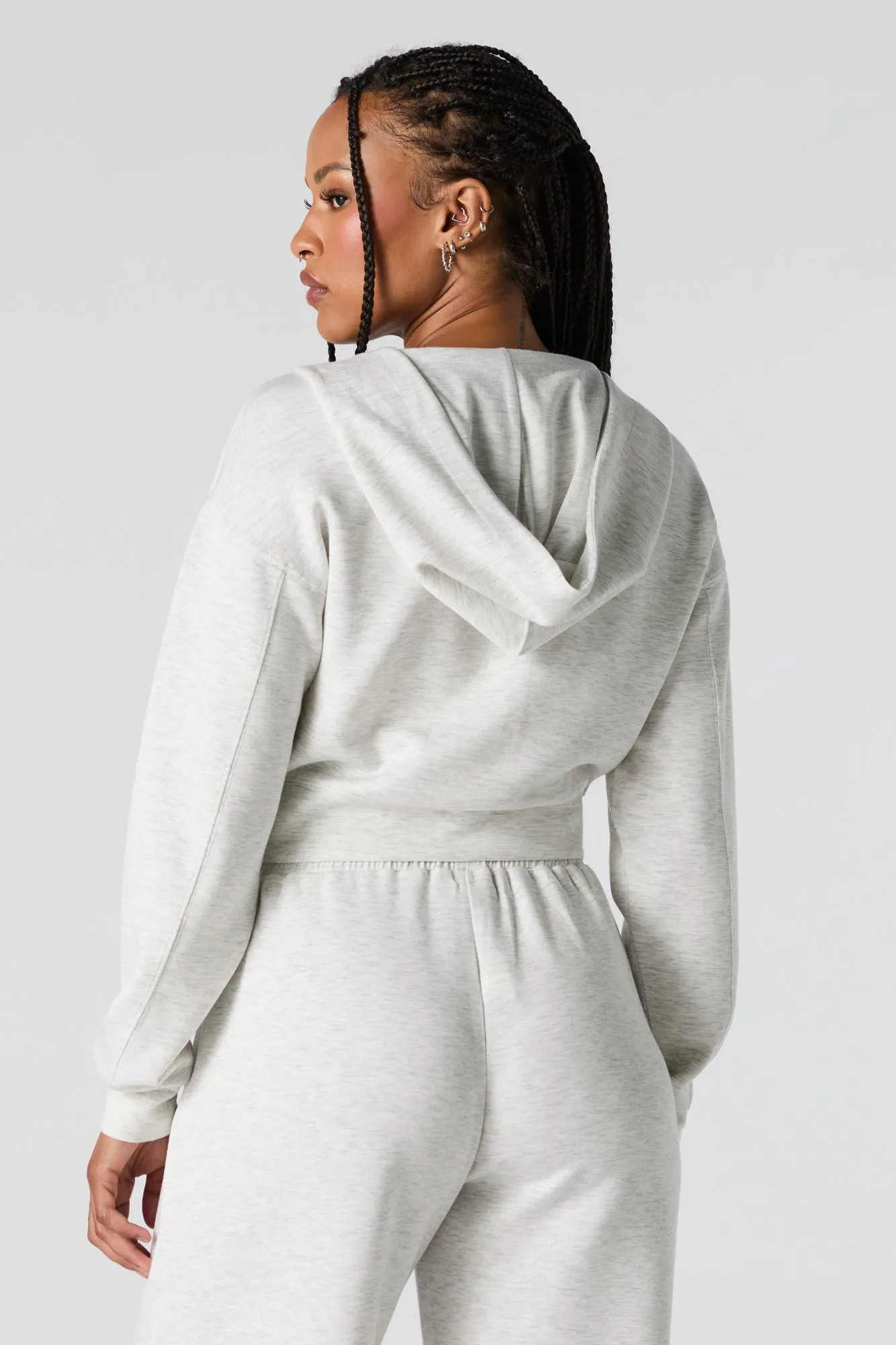 Active Zip-Up Cropped Fleece Hoodie