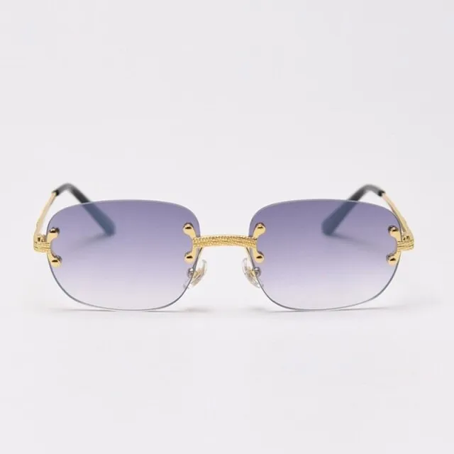 Alloy Gold Frame Luxury Shades Rimless Women's Small Sunglasses