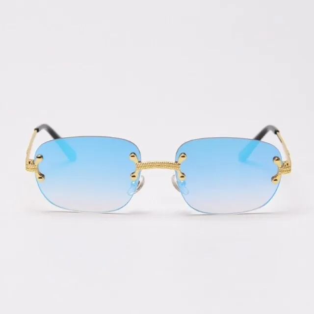 Alloy Gold Frame Luxury Shades Rimless Women's Small Sunglasses