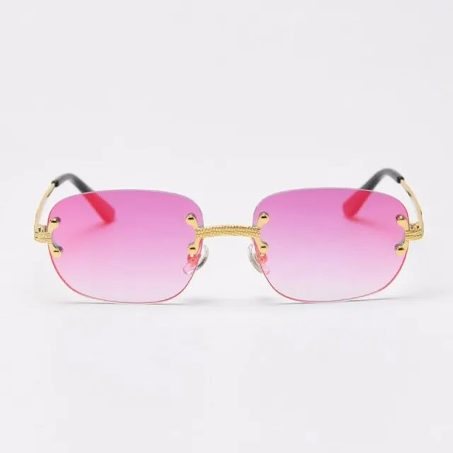 Alloy Gold Frame Luxury Shades Rimless Women's Small Sunglasses