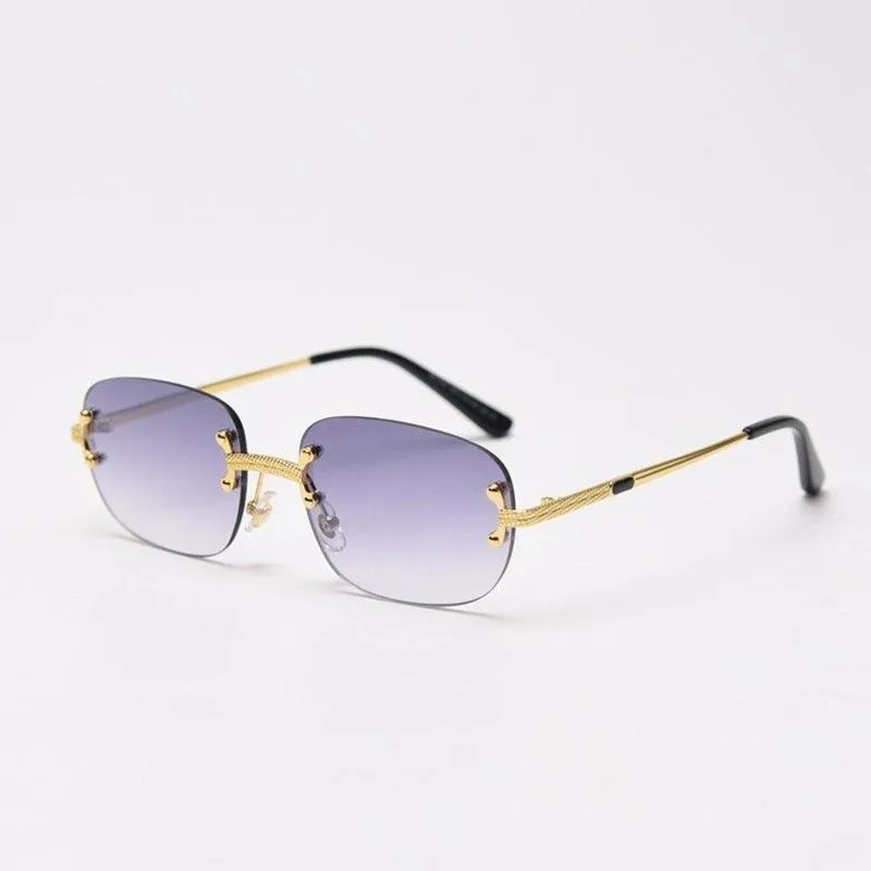 Alloy Gold Frame Luxury Shades Rimless Women's Small Sunglasses