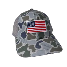 American Flag Fishing Camo Trucker Hat