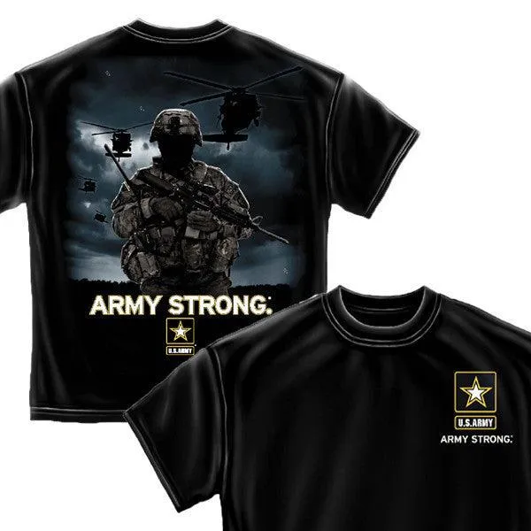 Army Strong Helicopter Soldier Black Long Sleeve