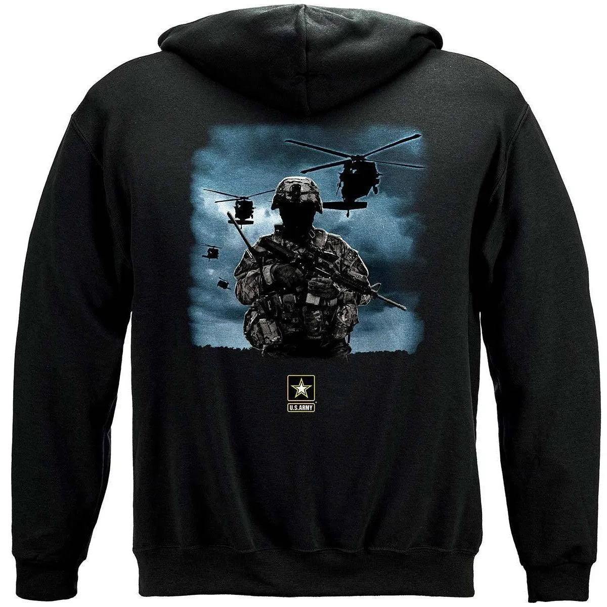 Army Strong Helicopter Soldier Black Long Sleeve