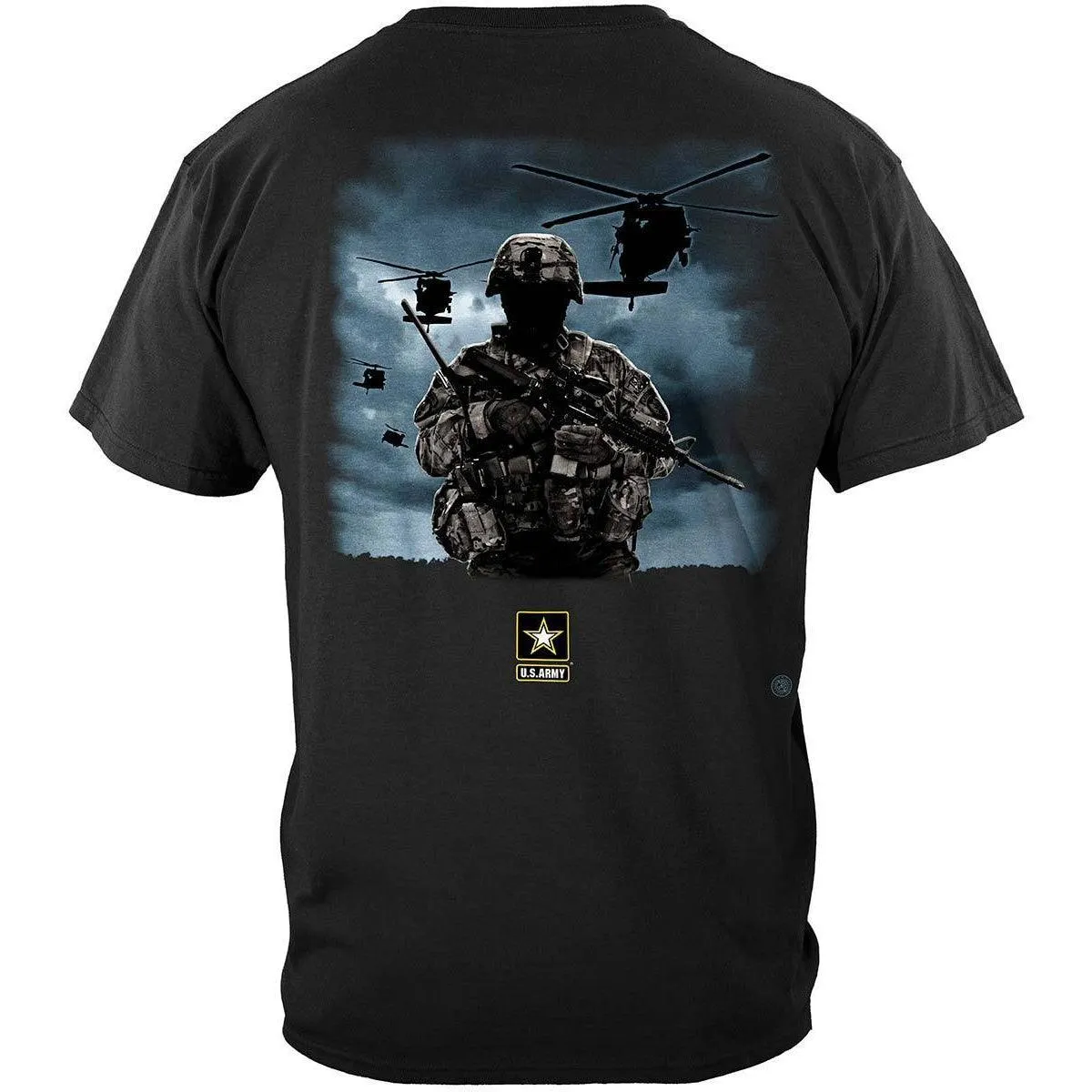 Army Strong Helicopter Soldier Black Long Sleeve