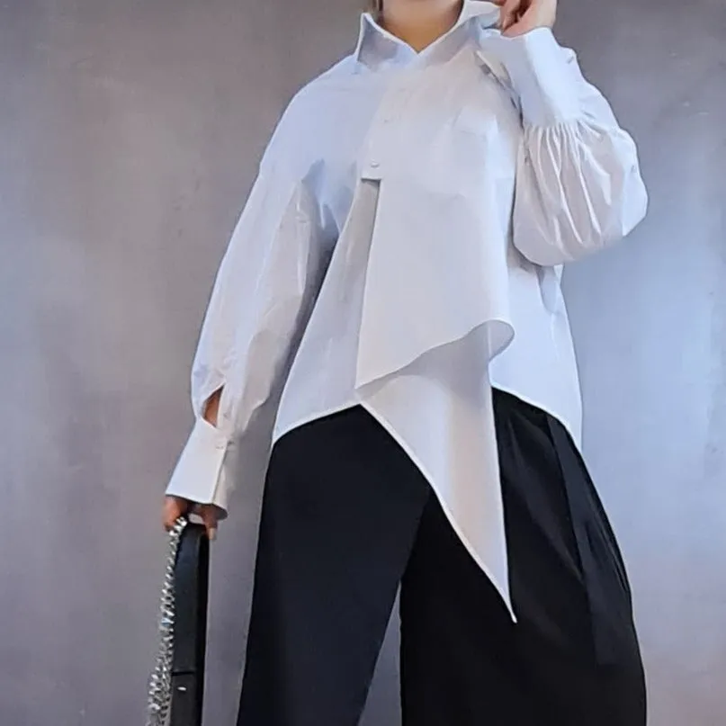 Asignete Korean Style Asymmetrical Cut Shirt