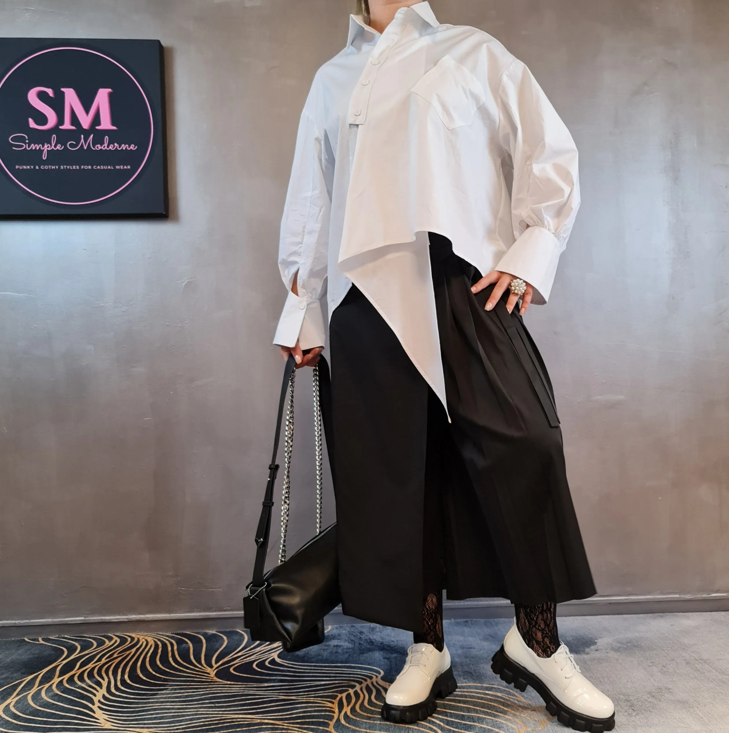 Asignete Korean Style Asymmetrical Cut Shirt