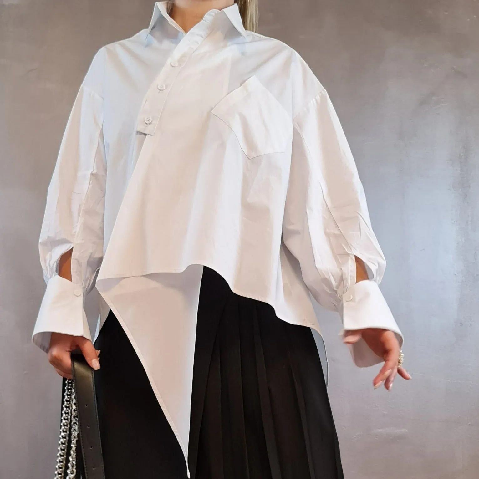 Asignete Korean Style Asymmetrical Cut Shirt