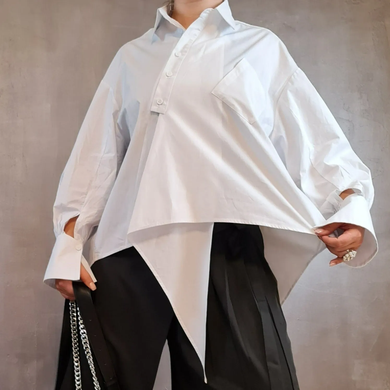 Asignete Korean Style Asymmetrical Cut Shirt