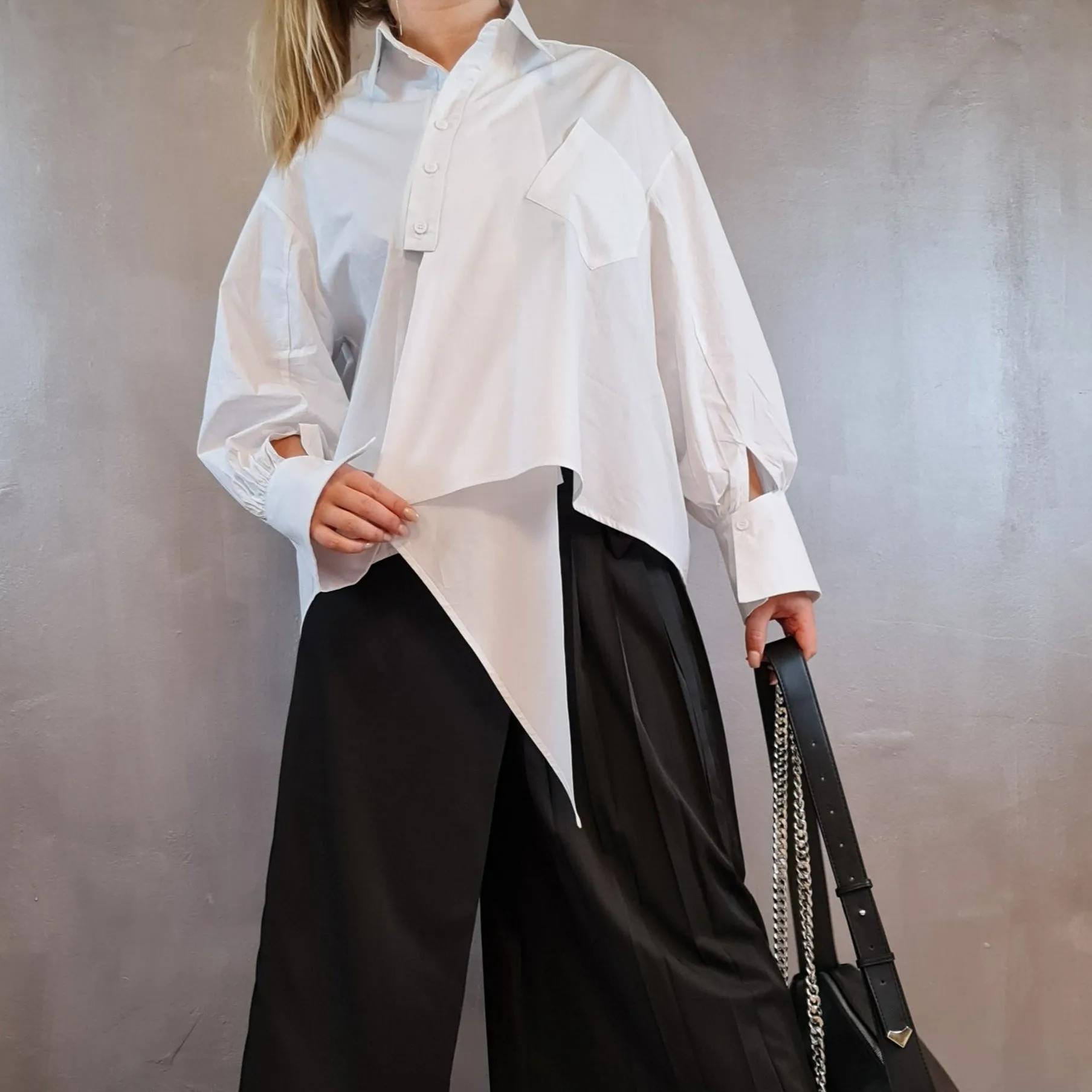 Asignete Korean Style Asymmetrical Cut Shirt