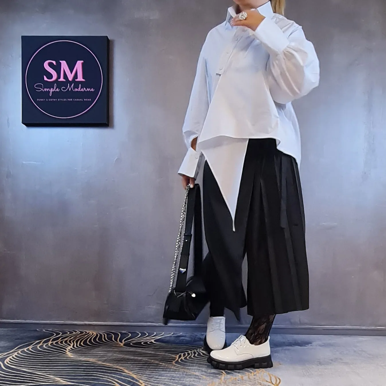 Asignete Korean Style Asymmetrical Cut Shirt