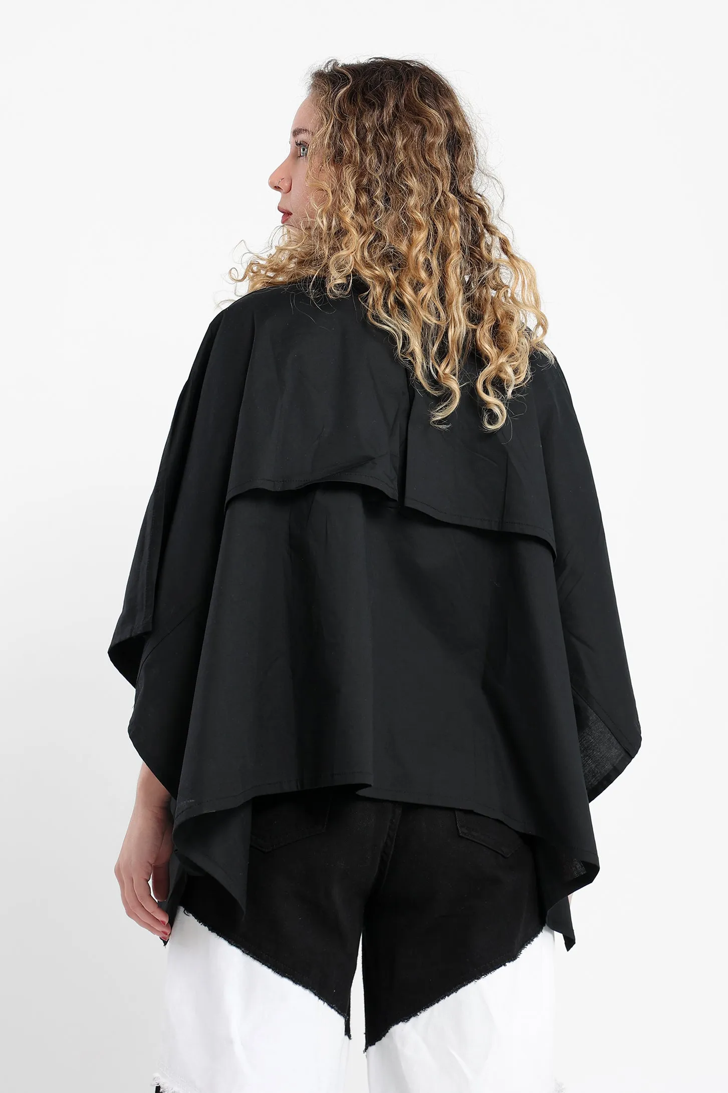 Asymmetrical Trench Shirt - Black