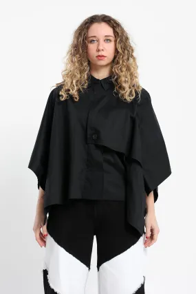 Asymmetrical Trench Shirt - Black