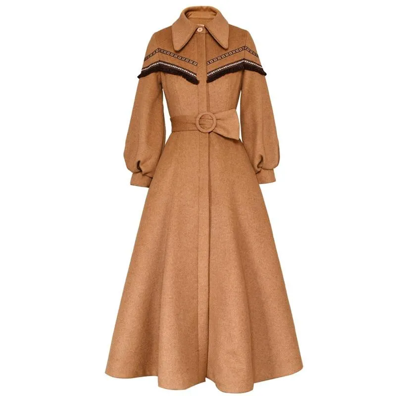 Autumn and Winter Vintage Long Mid-calf Outerwear Trench for Women