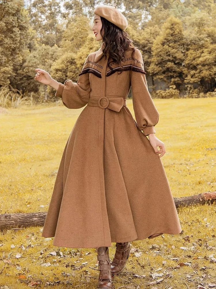 Autumn and Winter Vintage Long Mid-calf Outerwear Trench for Women