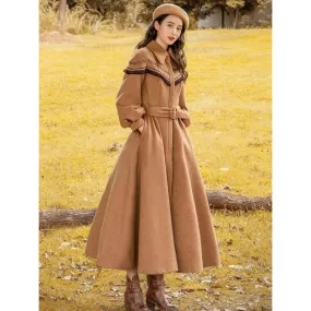 Autumn and Winter Vintage Long Mid-calf Outerwear Trench for Women