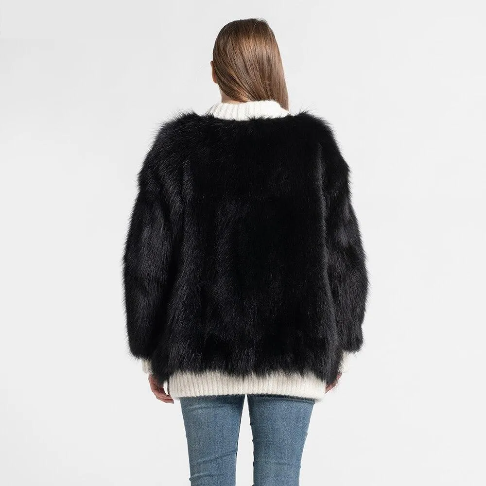 Autumn Winter Warm Style Women's Solid Real Fox Fur Coats & Jackets