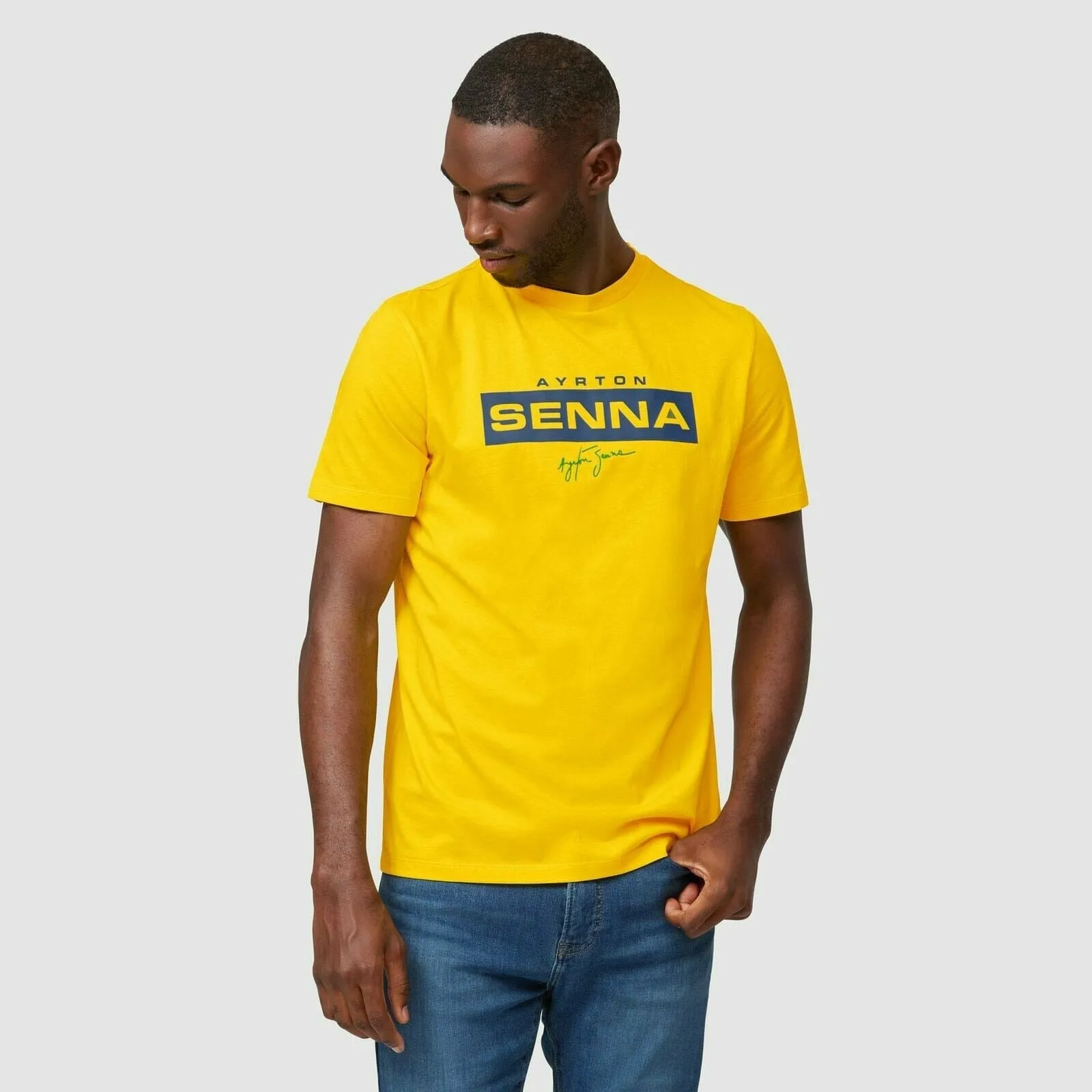 Ayrton Senna Fanwear Logo T-Shirt - Navy/Green/Yellow