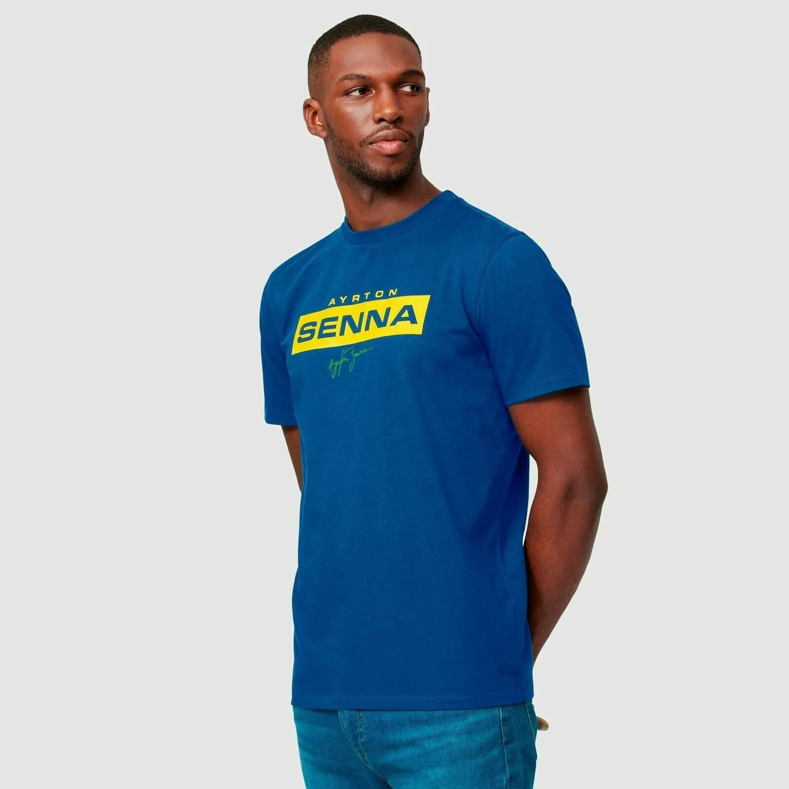 Ayrton Senna Fanwear Logo T-Shirt - Navy/Green/Yellow