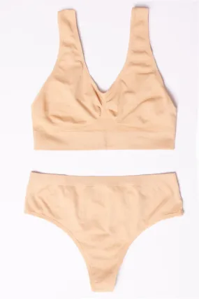 Beige Seamless Lingerie Set