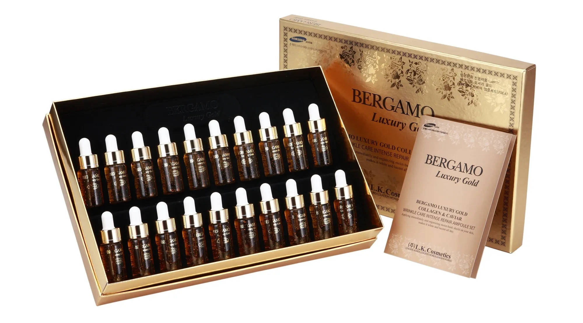 Bergamo Luxury Gold Collagen Caviar Wrinkles Care Repair Ampoule Set